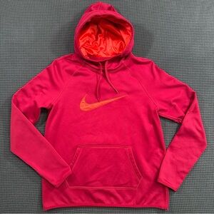 Nike Dri Fit Hoodie Mens Medium Red Swoosh Pullover Athletic Sweatshirt